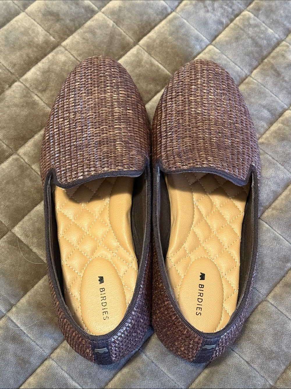 Birdies The Starling Brown Woven Slip-On Loafers Flats
